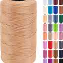 JeogYong Polypropylene Ribbon Yarn 3mm x 218 Yards Flat Macrame Cord 3mm Crochet Yarn for Handbags, Shopping Bags, Sun Hats, Shoes, DIY Crafts, Decorative Projects (Camel)
