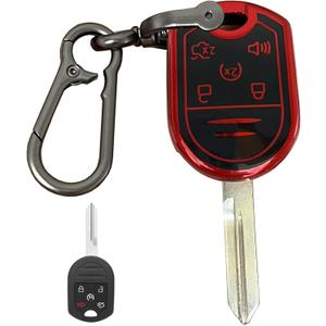 for Ford Key Fob Shell Remote Key Fit for Ford F-150 F150 2011 2012 2013 2014 F-250 F-350 Super Duty 2011-2015 2016 Explorer Expedition 2009-2017 Smart Key (5 Buttons Black-Red)
