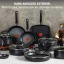 T-Fal Ultimate Hard Anodized Nonstick Pots and Pans Set 17 Piece, Nonstick Cookware Set with Fry Pan, Saucepans, Saute-Pan, Griddle, Dishwasher Safe, Onyx
