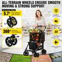 2 Tier Folding Shopping Cart with Removable Mesh Basket, Black