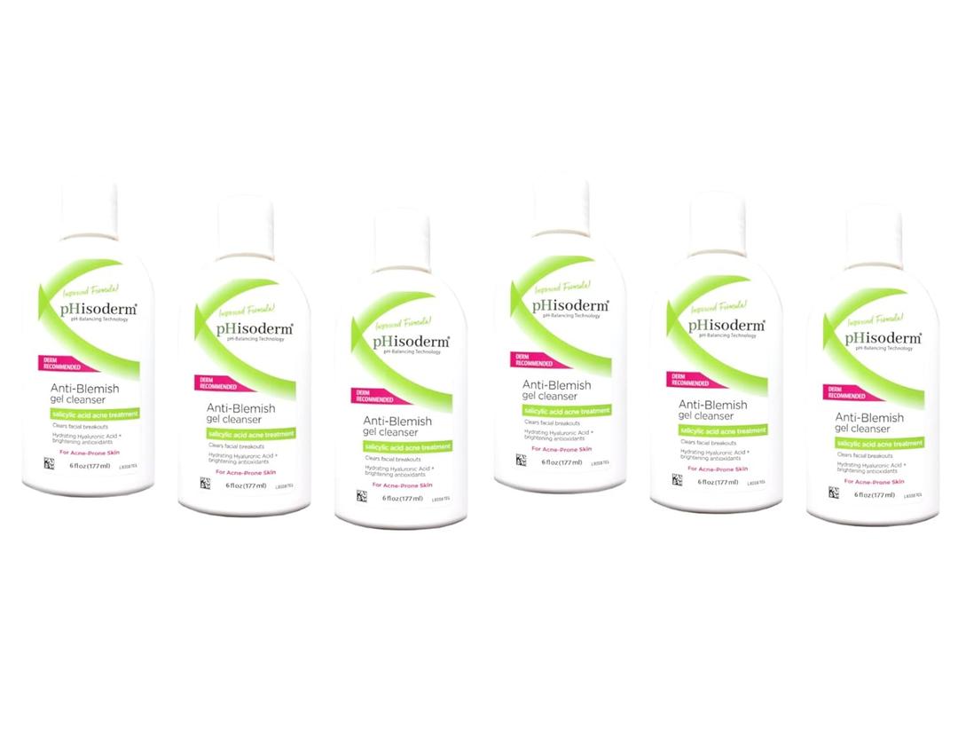 Phisoderm Anti-Blemish Gel Cleanser 6 Fluid Ounce (Pack of 6)