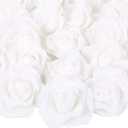 Artificial Rose Flower Heads, 100pcs White Foam Roses Artificial Flower Heads Fake Rose for DIY Wedding Bouquets Centerpieces Arrangements Party Baby Shower Home Decor (Stemless,White)