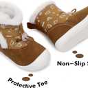 Ahannie Toddler Snow Boots for Boys Girls  Baby Winter Warm Water-Resistant Boots with Hook & Loop (Brown)