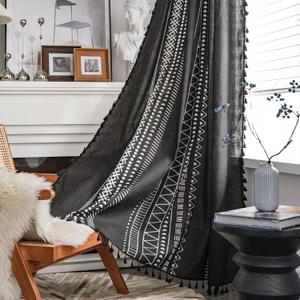 ColorBird Boho Curtains Black for Bedroom Room Darkening 84 Inches 2 Panles Farmhouse MCM Western Striped Aztec Window Treatment Patterned Drapes for Living Dining Room Closet Boho Chic Decor