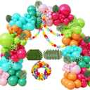 Tropical Balloon Arch Kit 161pcs Hawaiian Theme Rose Gold Confetti Balloon Luau Palm Leaives Flowers For Summer Baby Shower,Island,Beach,Flamingo Pink Pool Parties,Aloha Birthday Party Decorations