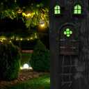 Fairy Garden Decor Fairy Door and Windows for Trees, Glow in The Dark Yard Sculpture Lawn Ornament Mini Garden Art Outdoor Decor Accessories with Lantern (C)