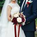 Bride Bouquets for Wedding Burgundy Artificial Flowers Roses Tossing Bouquet for Bridesmaid for Wedding Ceremony Anniversary