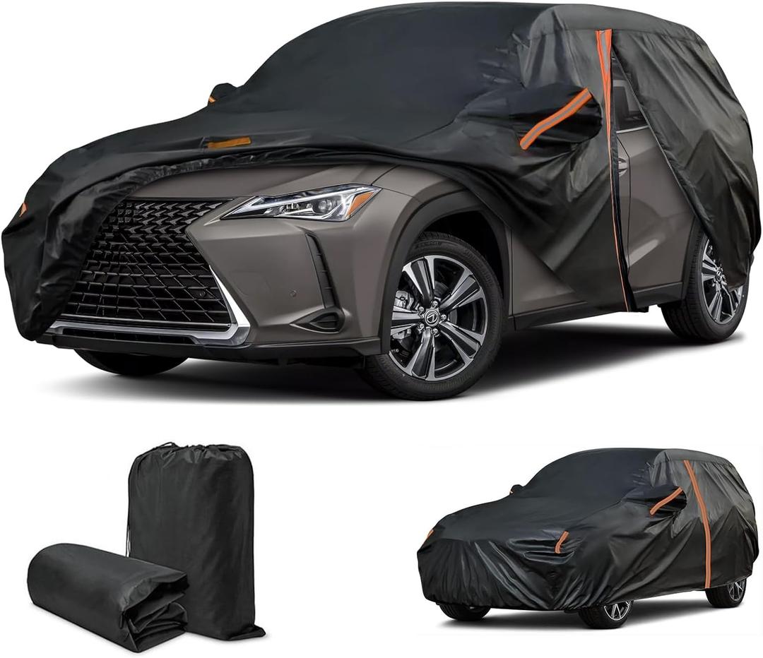 Cover for Lexus UX200 UX250h UX300h, Custom fit UX Cover 2019-2025, SUV Car Cover with Door Zipper/Reflective Strip/Mirror Pockets/Windproof Bands, Full Exterior Covers Sun Dust Hai Protection