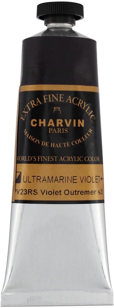 Charvin Extra Fine Professional Acrylic Paint - Ultramarine Violet, 60ml Tube, Triple-Milled, Lightfast Pigments, Open Stock Artist Acrylic Paints in Nature-Inspired Hues (2.02 Fl Oz (Pack of 1))