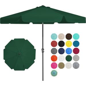 JEAREY 9' Patio Umbrellas Outdoor Table Market Umbrella w/Push Button Tilt/Crank, 8 Sturdy Ribs, UV Protection Waterproof Sunproof(Dark Green)