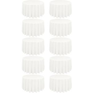 10 Pack Ivory Round Tablecloths - 120 Inch, Polyester Table Cover for Round Table, Stain and Wrinkle Resistant Washable Fabric Tablecloth, Polyester Tablecloth for Wedding Banquet Parties