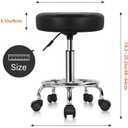 KKTONER Round Rolling Stool Chair PU Leather Height Adjustable Swivel Drafting Work SPA Shop Medical Salon Stools with Wheels Office Chair Small (Black)