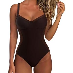 SUUKSESS Womens Tummy Control One Piece Swimsuit Sexy Crisscross Back Bathing Suit, M