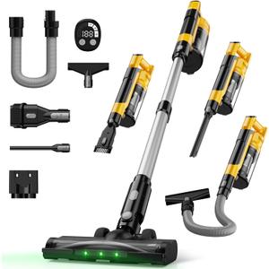 Cordless Vacuum Cleaner for DeWalt Battery, 7in1 Lightweight Stick Vacuum with HEPA Filter, 35KPA Suction, 350W Brushless Motor, 3 Modes for Carpet, Floor, Car (Battery Not Included)