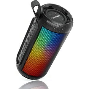 FULMINARE Portable Bluetooth Speaker with 26W HD Sound, Speakers Bluetooth Wireless 6.0, AUX&TF-Card&USB Input, LED Lights, IPX5 Waterproof, 16H Playtime for Home/Outdoor/Party, Birthday Gift (Black)