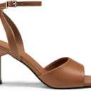 Athlefit High Heels for Women Square Open Toe Mesh 3-Inch Stiletto Heels Ankle Strap Summer Heeled Sandals for Wedding Party, 7