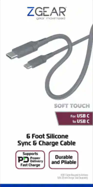 6 Foot Silicone Rubber Sync & Charge Cable