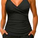 Yonique Women Underwire Tankini Swimsuit with Shorts - Two Piece Tummy Control Bathing Suit 2025 Swimwear with Pockets (X-Large, Black)