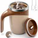 Jieclem Rechargeable Self-Stirring Coffee Mug, 2025 Upgrade, Automatic Magnetic Stirring, Stainless Steel, Portable, with Lid (Coffee)