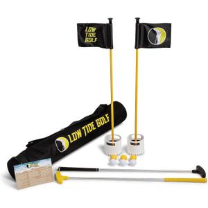 Low Tide Golf Set - America's Best Outdoor Beach Putting Game - Mini Golf on The Beach - Durable, Convenient, and Weatherproof - 2 Putters, 2 LTG Regulation Cups, Flags, Travel Bag, 6 Golf Balls
