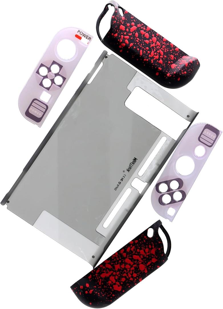 Deal4GO Semi Translucent Hard Protective Case Shell w/Joy-con Controller Cover Replacement for Nintendo Switch Console HAC-001 (Black)