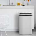 BestOffice Kitchen Trash Can Broken-Resistant Plastic Touch Free High-Capacity Garbage Can with Lid for Bedroom Bathroom Home Office 50 Liter 13 Gallon Garbage Can Automatic Waste Can (White)