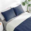 Easy-Going Full/Queen Size Reversible Quilt Set with 1 Quilt and 2 Pillow Shams, Soft Bed Quilt Cover, Water Resistant Lightweight Bedspread, Stain Resistant, Navy/Ivory