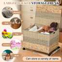 Cinnvoice 2317.516 in Wicker Storage Trunk with Wheels and Lid, Heavy Duty Rolling Wicker Basket for Blankets Large Toy Chest Water Hyacinth Woven Blanket Bin for Bedroom, Laundry Room