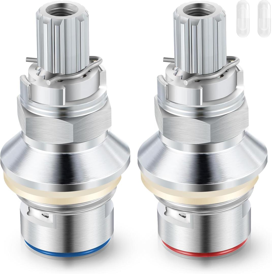 Enhon 2 Pack Ceramic Disc Cartridge Compatible with 910-9000, Compatible with Price Pfister Hot & Cold Ceramic Valve, For Use on Two Handle Faucets, 12 Point Broach
