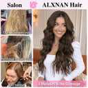 ALXNAN Clip in Hair Extensions for Women,Chocolate Brown with Dark Brown Long Wavy Hair Extensions Clip Ins 4PCS 24 Inch Synthetic Soft and Natural Thick Hair Pieces for Women