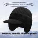 JHDESSLY Winter Beanie with Brim Ear Flaps for Men Women, Warm Fleece Lined Knit Hat Stocking Caps for for The Cold Weather (Gray)