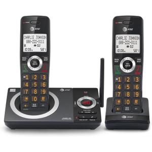 AT&T CL82219 DECT 6.0 2-Handset Cordless Phone for Home with Answering Machine, Call Blocking, Caller ID Announcer, Intercom and Long Range, Black