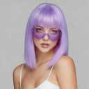 SUKRI Light Purple Bob Wig with Bangs Straight Bob Wigs for Women Lavender Purple Short Bob Wigs 12Inch Synthetic Wig Colorful Hair for Daily Use Daily Party Cosplay