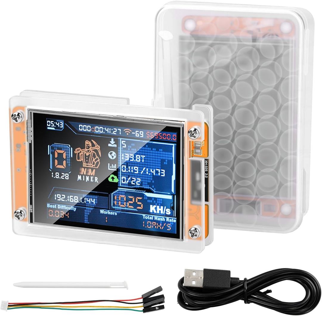 Bitcoin Miner NerdMiner V2 ESP32 Development Board 2.8" mini Bitcoin Miner with Smart Display 1000KH/s ESP32-2432S028 Suitable for Hashrate Module Calculation Type C