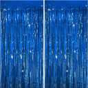 Tinsel Curtain Party Backdrop Blue Birthday Party Decorations 2 Packs Glitter Foil Fringe Curtain Party Decor Streamers Photo Booth for Birthday Christmas Wedding Halloween Graduation Decorations