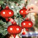 LemonRoad 4 Pcs Large Christmas Red Glass Ball Ornaments, 4.75 in Shiny Hand Blown Crafted Glass Ball Decorations for Christmas Tree Hanging, Windows, Patios, Gardens, Indoor Outdoor Space Decor