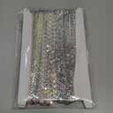 Juexica 4 Yards Self Adhesive Rhinestone Ribbons 4 Styles Rhinestone Diamond Roll Bling Ribbon Glitter Resin Diamond Belt for Home Clothing DIY Craft Wedding Baby Shower Event(Silver-AB,Classic)