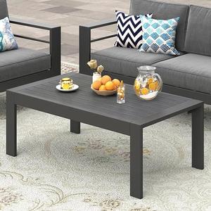 43" x 24" All-Weather Metal Outdoor Coffee Table - Khaki Frame
