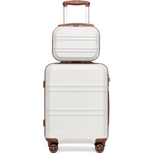 Kono Carry On Luggage Set Airline Approved Lightweight PC+ABS Carry On Suitcase with TSA Lock Spinner Wheels Durable Luggage Hardside White, 2-Piece Set