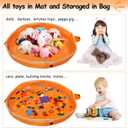 Toy Storage for Lego Play Mat Bag - Duplo Toy Organizer Storage Bag by Drawstring for Kids Tidy Toy with Lips can as Gift (Orange 47 inch)