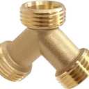 Joywayus Brass 3/4" GHT Male Y Shaped Connector for Steam Dryer and Washing Machine Hoses 
