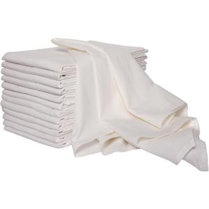 Organic Cotton Flour Sack Kitchen Towels Set of 12 Super Absorbent 28 x 28 Soft Lint Free Flour Sack Tea Towels (Creamy White)