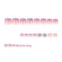 French Tip Press On Toenails Short Square Fake Nails Flower False Toenails With Glossy Designs Acrylic Spring Toe nails Press Ons Full Cover Glue On Toenail Glossy Stick On Toe nails For Women