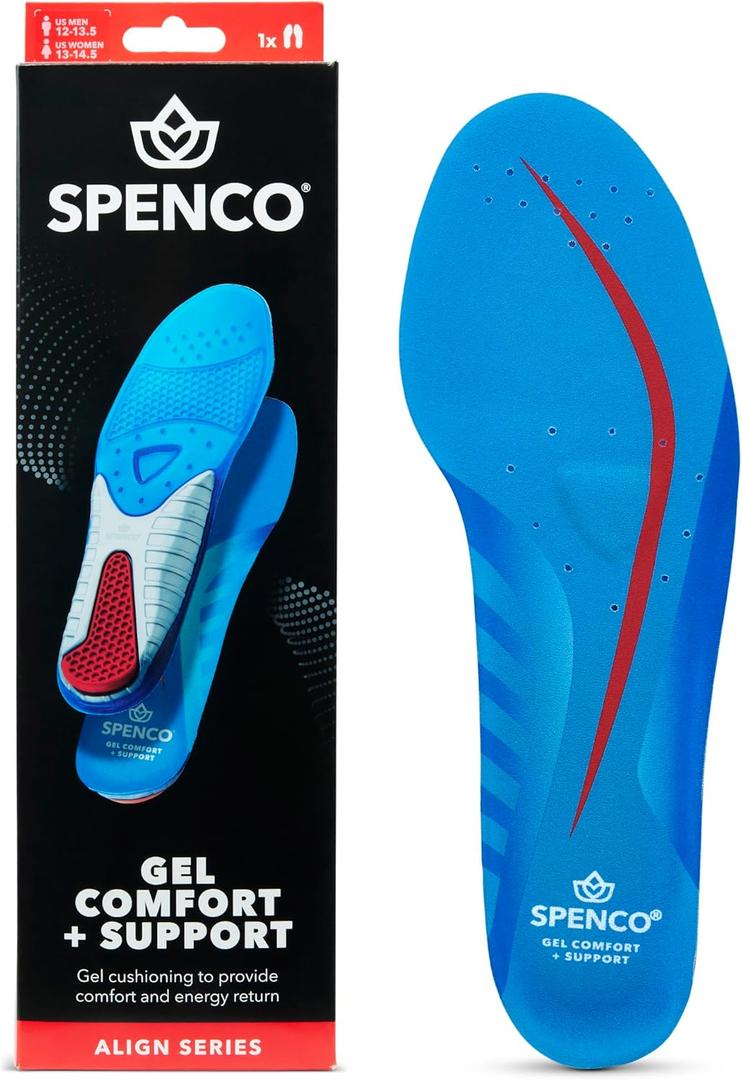 Spenco Gel Comfort Shoe Insole with Cushioning and Support, Women's 11-12.5/ Men's 10-11.5