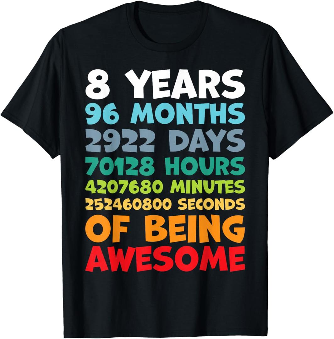 8 Year Old Bday Decorations, Son, Boy 8yr 8th Birthday T-Shirt, Size S