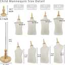 Child Mannequin for Clothing Display, Adjustable Kids Mannequin Torso with Wooden Base, 2-3 Years Old
