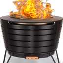 TIKI Patio Smokeless Outdoor Fire Pit, 25-Inch Wood-Burning Bonfire with Removable Ash Pan, Stand, and Weather-Resistant Cover