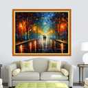DMCVIVR Stamped Cross Stitch Kits for Adults Beginners Embroidery Kits 11CT Needlepoint Kits Cross Stitch Patterns Embroidery Patterns-Strolling on a Rainy Night 16x20 inch