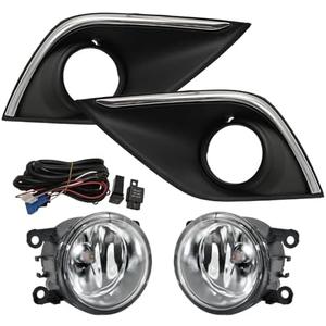 AniyaFDCX Fog Lights Fit For Mitsubishi Outlander 2016-2020 Halogen Fog Lamp Chrome Harness Switch Kit(Not fits Sport or ASX Model) One Missing Light