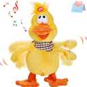 Houwsbaby 12'' Electronic Squawking Duck Toy, Electronic Quacking Musical Duck Stuffed Animal, Interactive Walking Singing Waving Duck Plush Toy Present for Kids Boys Girls Holiday Birthday